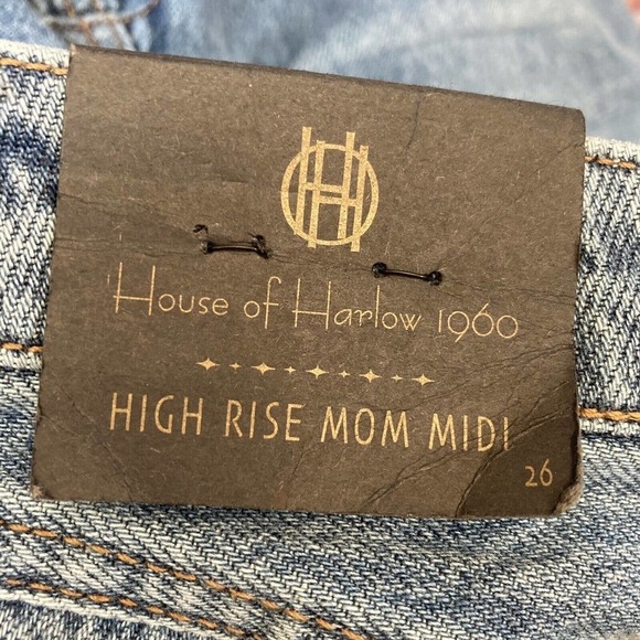 House of Harlow 1960 High Rise Mom Midi Jean Shorts Women Size 26 New‎ - Picture 9 of 13